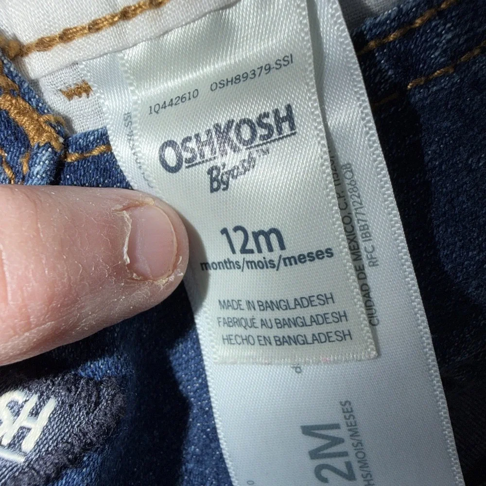 Infant Oshkosh B Gosh Denim Overalls Size 12 Months Bibs Country‎ Outdoor Snap